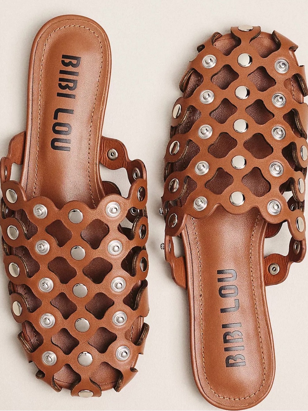 Bibi Lou Grommet Studded Mules size 39